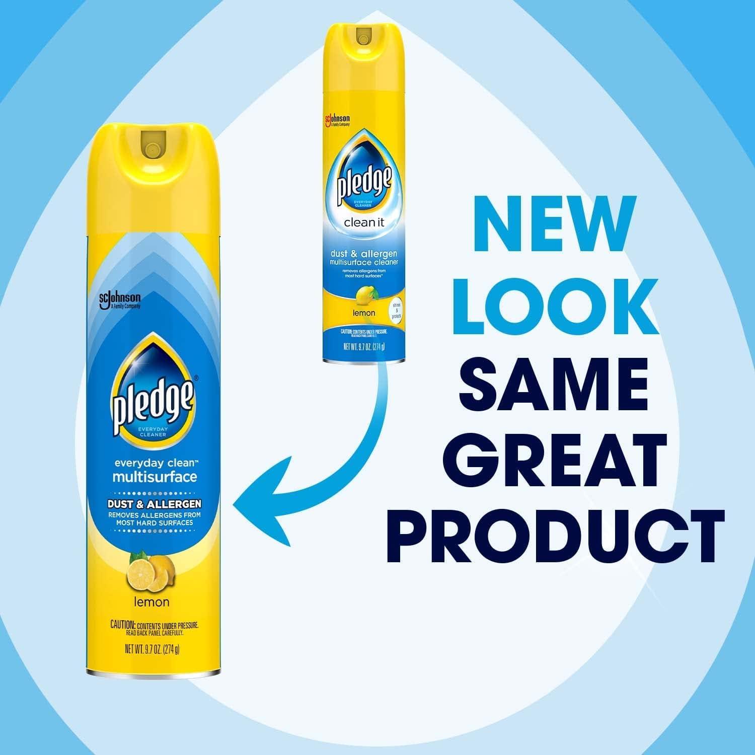 image:imagePledge Dust amp Allergen Multisurface Cleaner Aerosol Spray Lemon Scent 97oz Pack of 397 Ounce Pack of 1