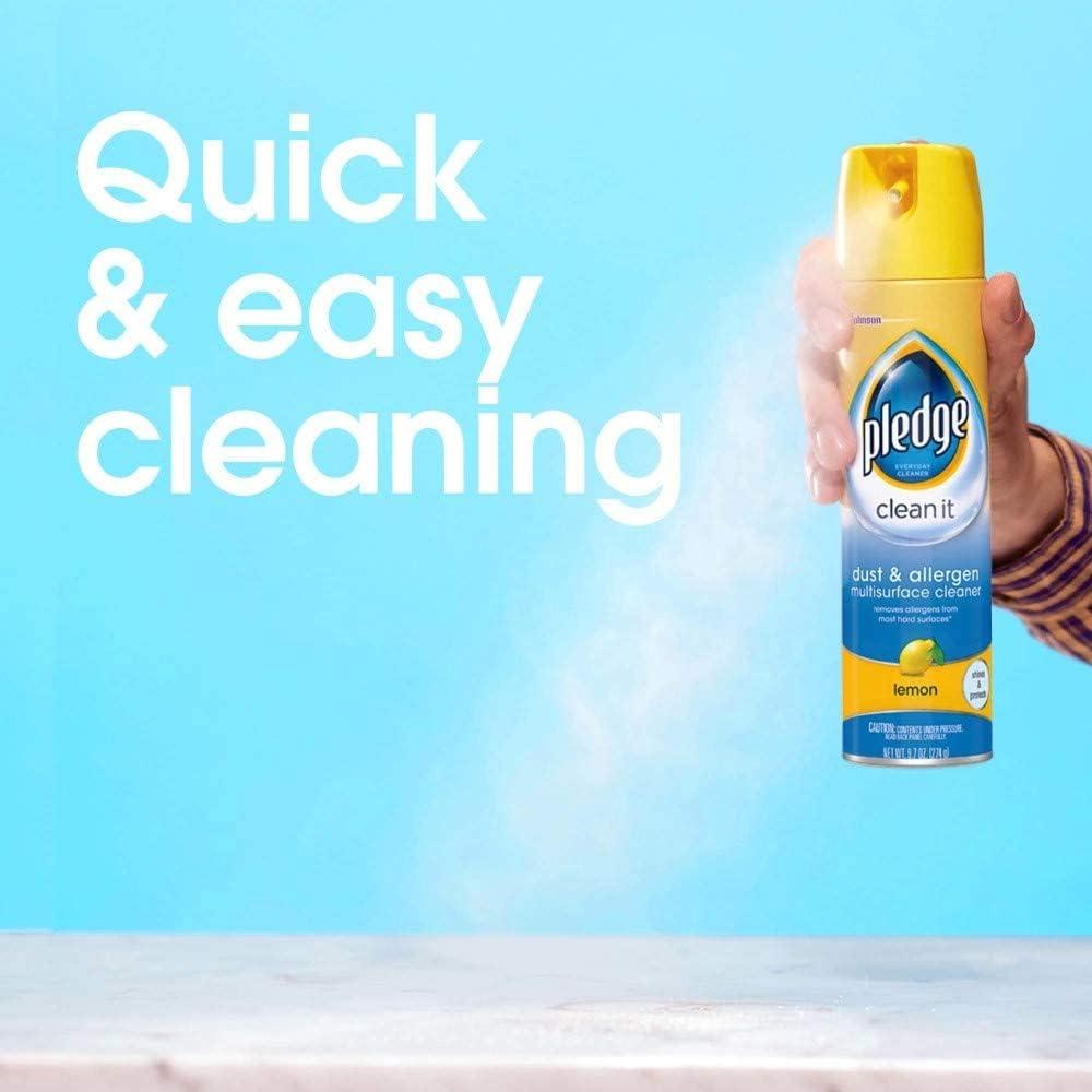 image:imagePledge Dust amp Allergen Multisurface Cleaner Aerosol Spray Lemon Scent 97oz Pack of 397 Ounce Pack of 1