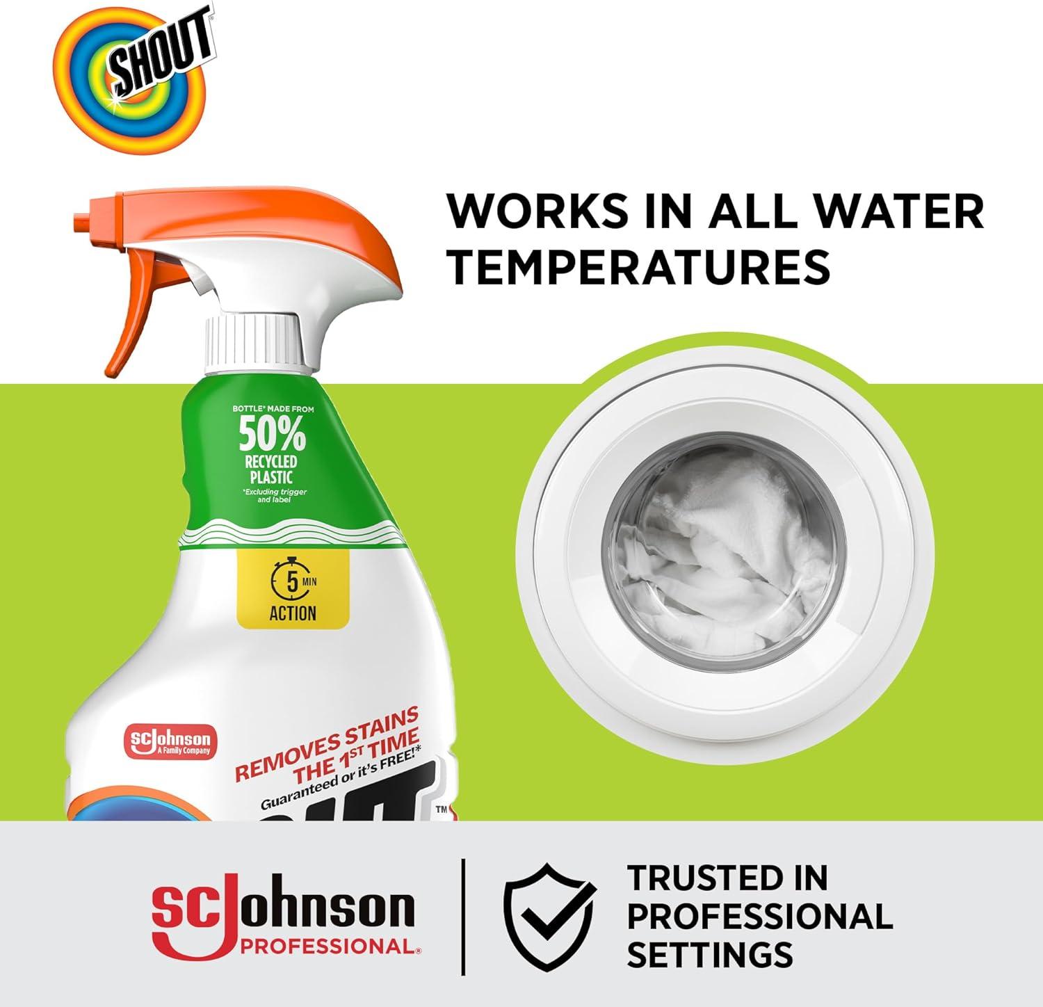 image:imageSC Johnson Professional Shout Active Enzyme Laundry Stain Remover Spray 22 fl oz Pack of 8