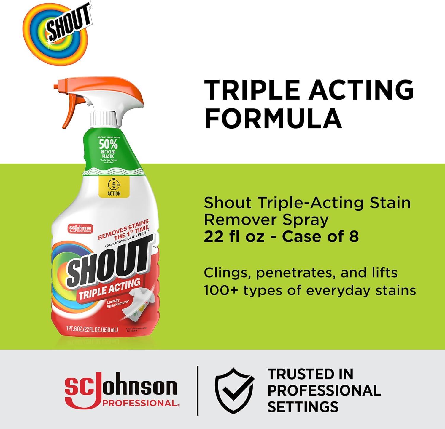 image:imageSC Johnson Professional Shout Active Enzyme Laundry Stain Remover Spray 22 fl oz Pack of 8