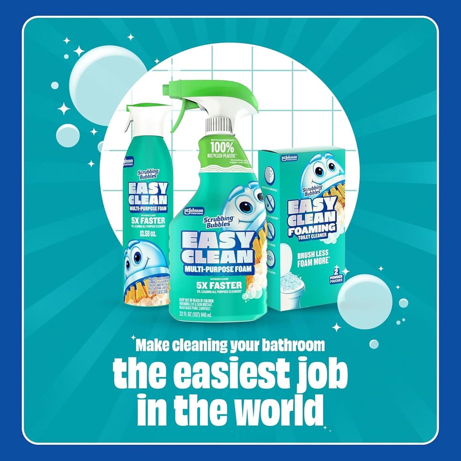 image:imageScrubbing Bubbles Easy Clean Foaming BleachFree Bathroom All Purpose Cleaner FastActing Foam Cleans Limescale Dirt and Grime on Showers Sinks Toilets Tiles Counters amp More 32oz Spray32 Fl Oz Pack of 2