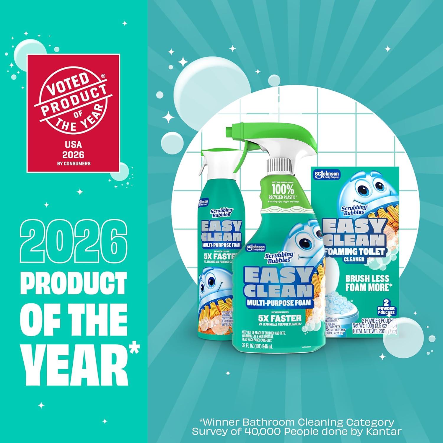 image:imageScrubbing Bubbles Easy Clean Foaming BleachFree Bathroom All Purpose Cleaner FastActing Foam Cleans Limescale Dirt and Grime on Showers Sinks Toilets Tiles Counters amp More 32oz Spray32 Fl Oz Pack of 1