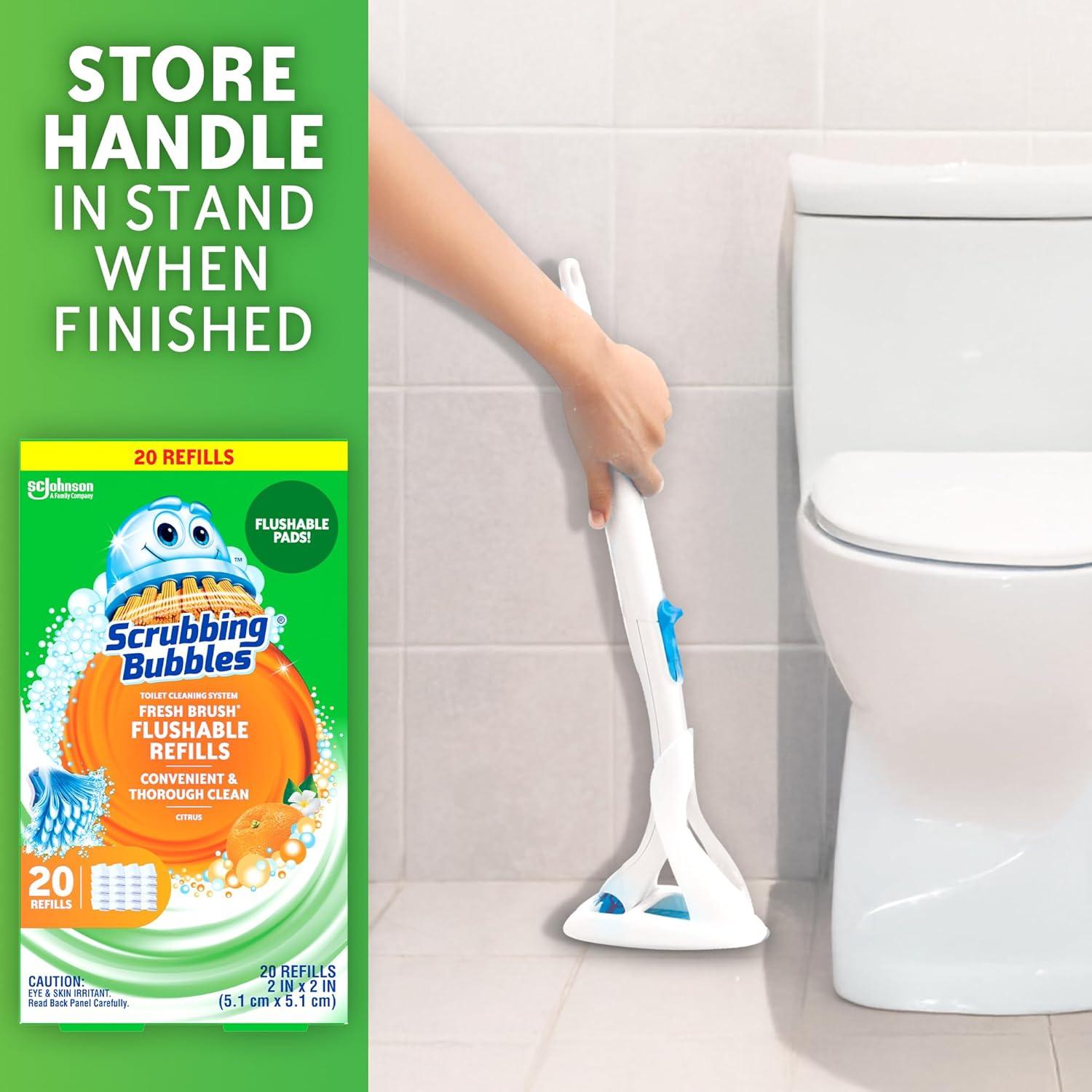 image:imageScrubbing Bubbles Flushable Toilet Bowl Wand Cleaner Refills Fresh Brush Cleaner Toilet Refill Pads Removes Limescale amp Odors Citrus Scent 20 Count Pack of 120 Count Pack of 2