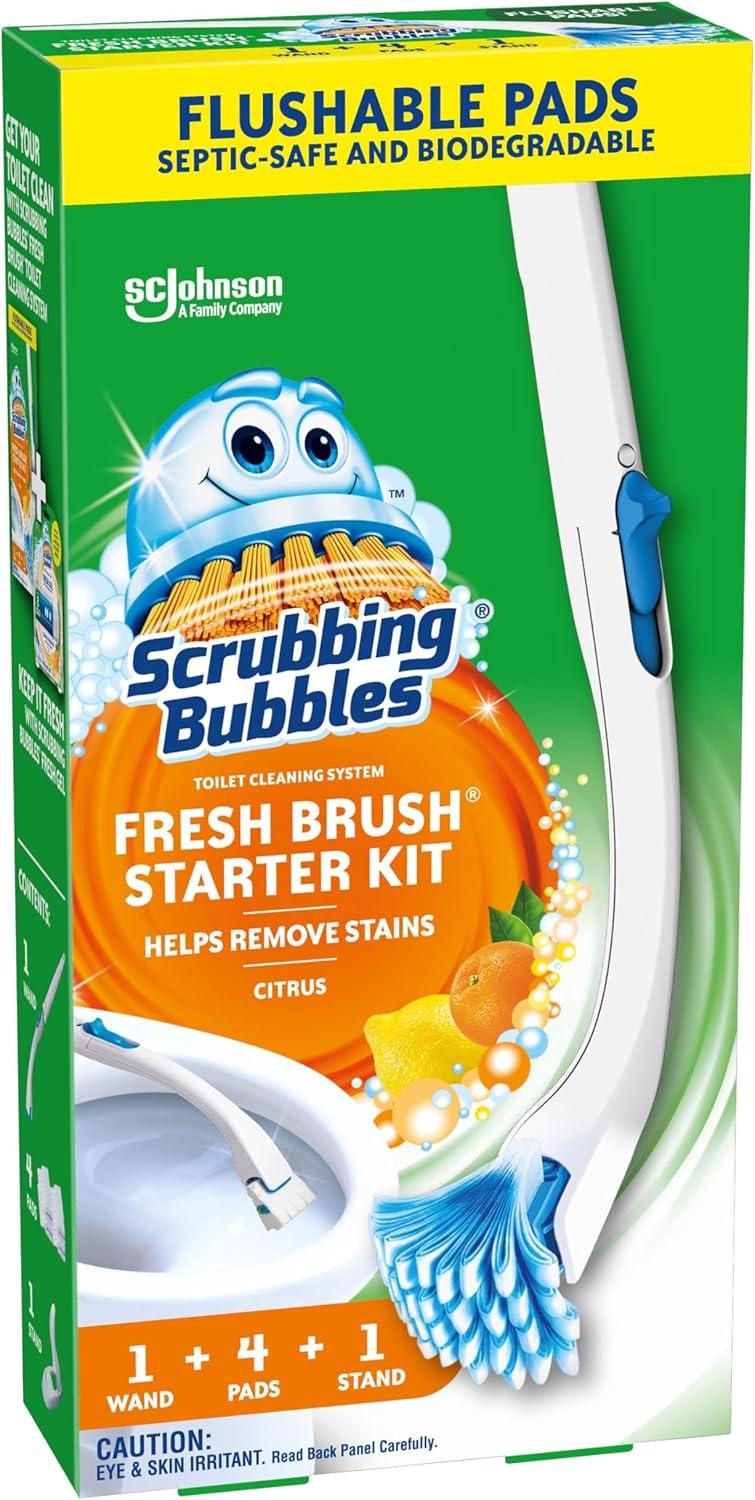 image:imageScrubbing Bubbles Flushable Toilet Bowl Wand Cleaner Refills Fresh Brush Cleaner Toilet Refill Pads Removes Limescale amp Odors Citrus Scent 20 Count Pack of 11 Count Pack of 4