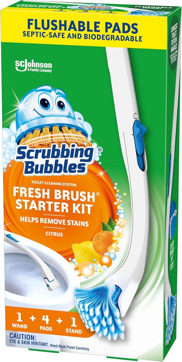 image:imageScrubbing Bubbles Flushable Toilet Bowl Wand Cleaner Refills Fresh Brush Cleaner Toilet Refill Pads Removes Limescale amp Odors Citrus Scent 20 Count Pack of 11 Count Pack of 4