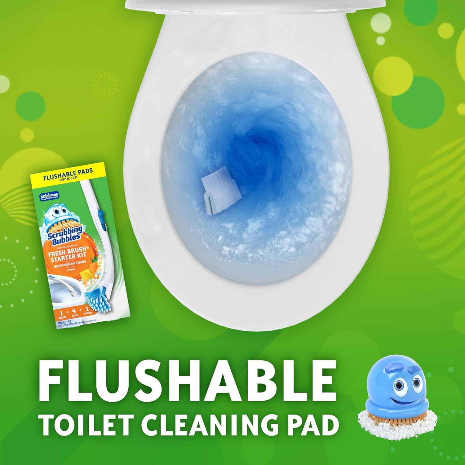 image:imageScrubbing Bubbles Flushable Toilet Bowl Wand Cleaner Refills Fresh Brush Cleaner Toilet Refill Pads Removes Limescale amp Odors Citrus Scent 20 Count Pack of 11 Count Pack of 1