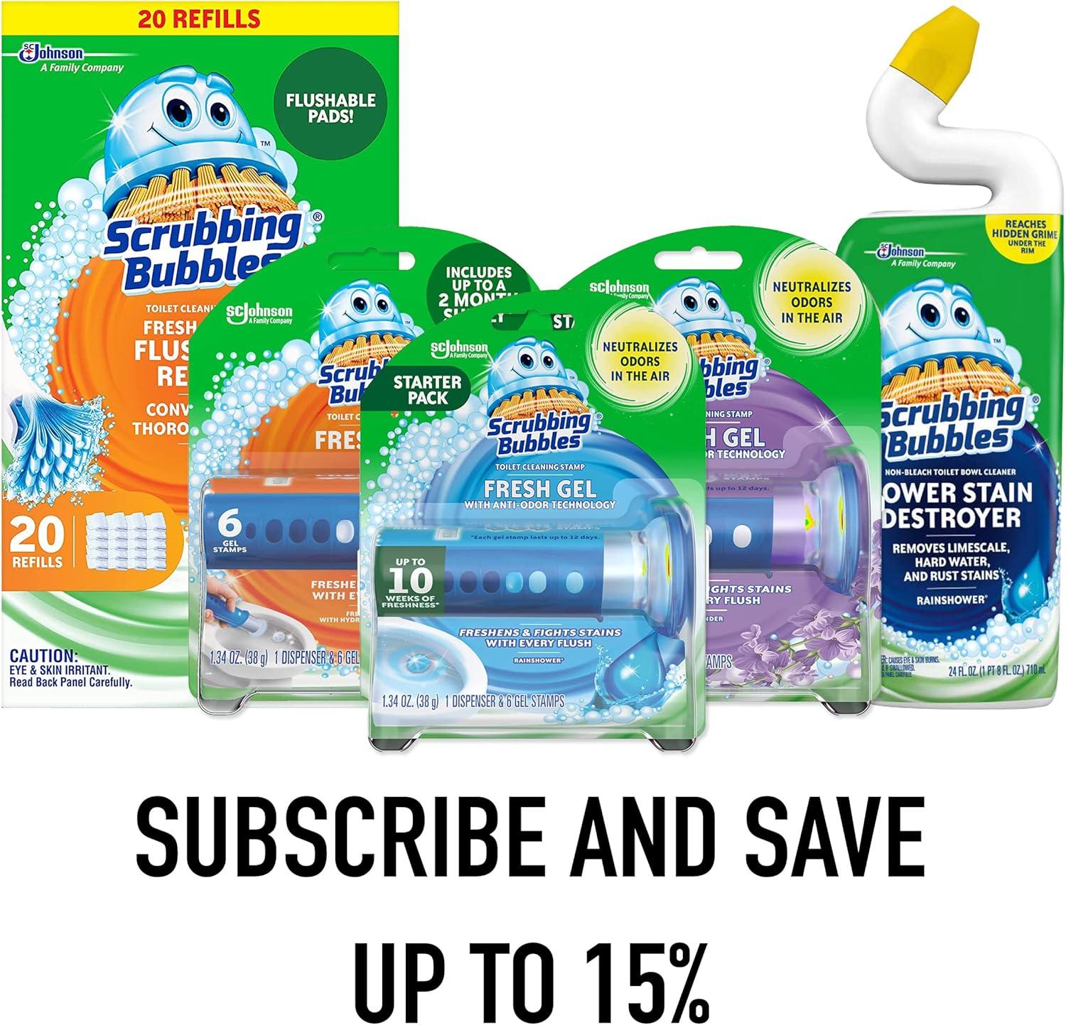 image:imageScrubbing Bubbles Flushable Toilet Bowl Wand Cleaner Refills Fresh Brush Cleaner Toilet Refill Pads Removes Limescale amp Odors Citrus Scent 20 Count Pack of 110 Count Pack of 1