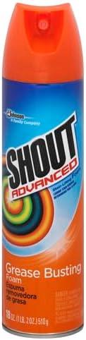image:imageShout Advanced Grease Busting Foam Laundry Stain Remover Oil and Grease Stain Remover for Clothes Laundry Works on motor oil bike grease cooking oil and more 18oz CanUnscented