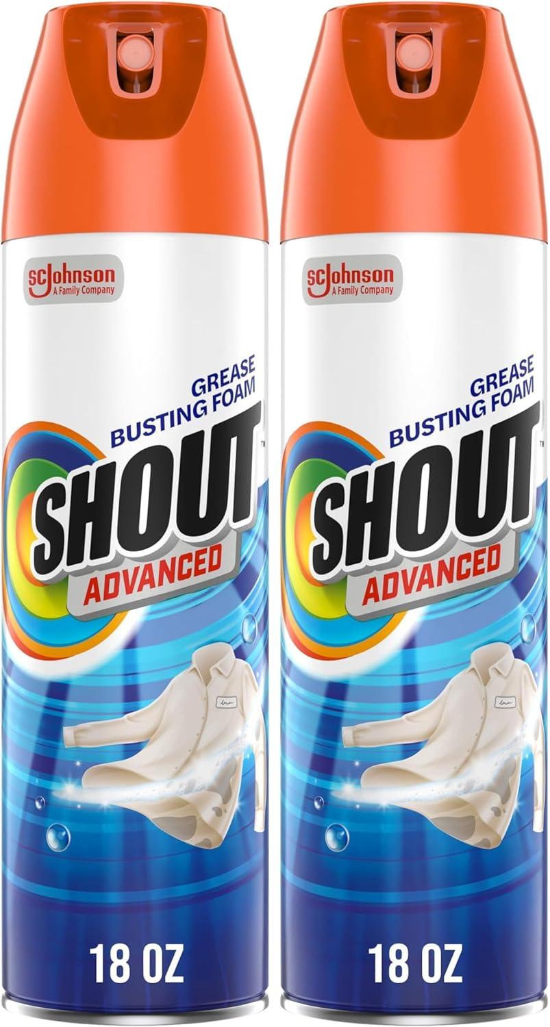 image:imageShout Advanced Grease Busting Foam Laundry Stain Remover Oil and Grease Stain Remover for Clothes Laundry Works on motor oil bike grease cooking oil and more 18oz CanUnscented