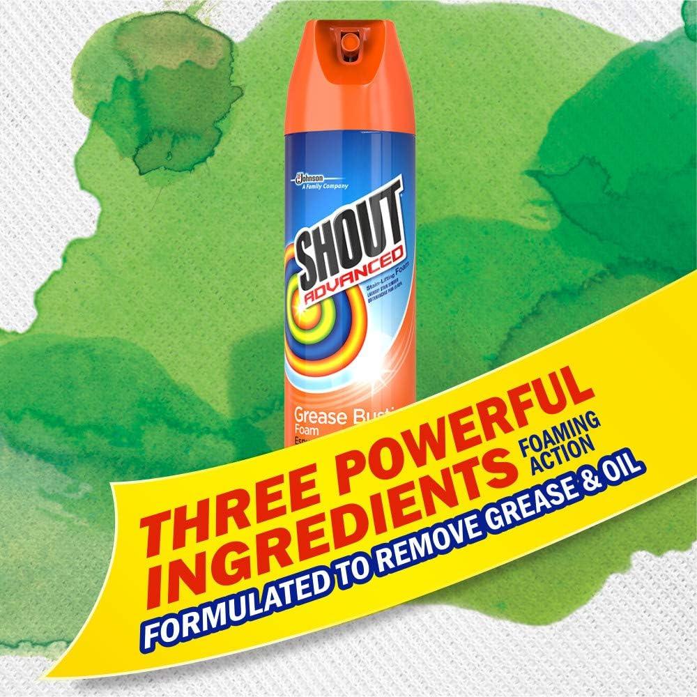 image:imageShout Advanced Grease Busting Foam Laundry Stain Remover Oil and Grease Stain Remover for Clothes Laundry Works on motor oil bike grease cooking oil and more 18oz CanUnscented