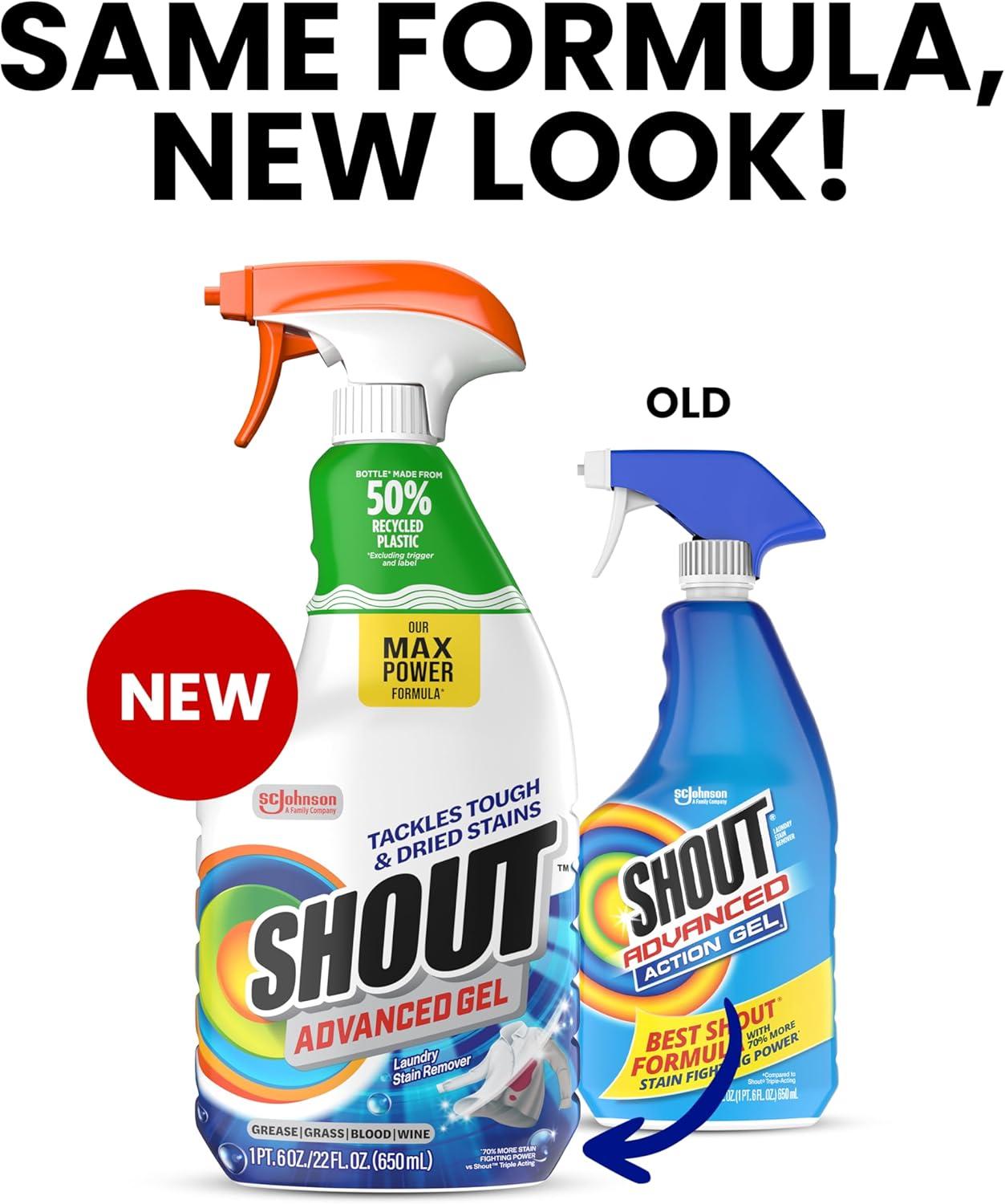 image:imageShout Advanced Laundry Stain Remover Gel for Clothes Laundry Breaks down stubborn driedin and tough stains 22oz Spray Packaging May Vary22 Fl Oz Pack of 6