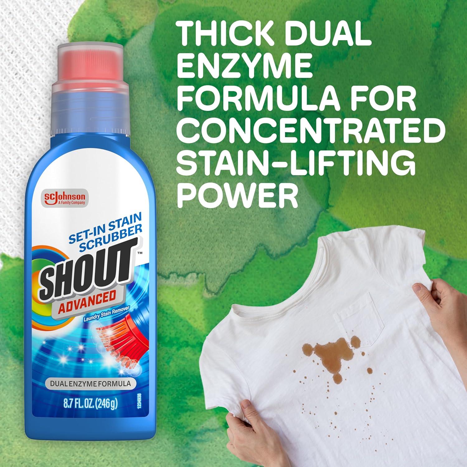 image:imageShout Advanced Stain Remover Gel for Clothes Laundry Ultra Concentrated Gel with Builtin Scrubber Brush for Deep SetIn stains 87oz