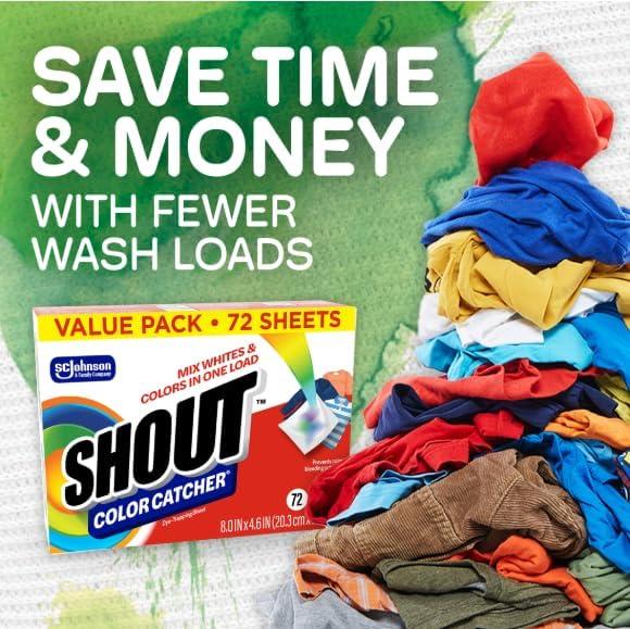 image:imageShout Color Catcher Sheets for Laundry Allow Mixed Washes Prevents Color Runs and Maintains Original Clothing 72 Count Pack of 4 288 Total Sheets72 Count Pack of 4