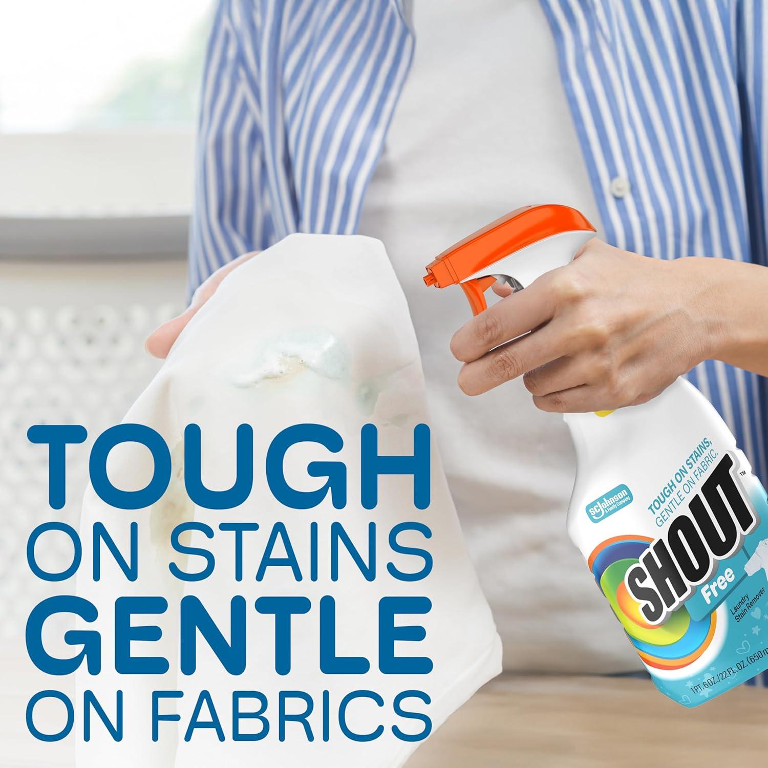 image:imageShout Free Laundry Stain Remover Spray Active Enzyme Formula is Fragrance Bleach and Dye Free Removes Everyday Stains including Baby Stains 22oz Spray22 Fl Oz Pack of 1