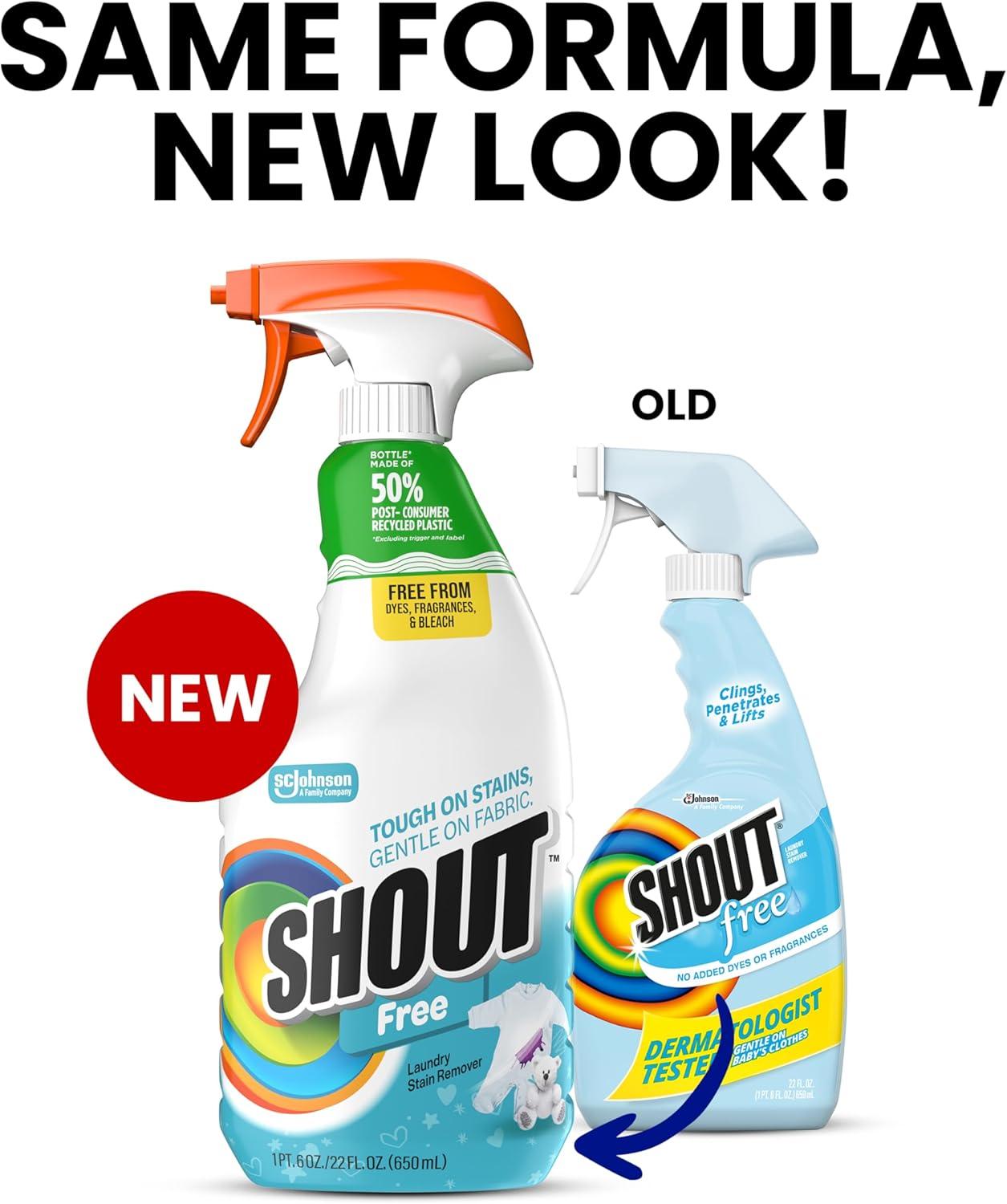 image:imageShout Free Laundry Stain Remover Spray Active Enzyme Formula is Fragrance Bleach and Dye Free Removes Everyday Stains including Baby Stains 22oz Spray22 Fl Oz Pack of 1