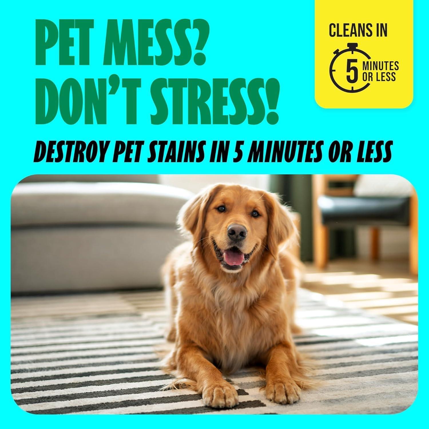 image:imageShout Pet Stain Remover Spray ColorSafe Multisurface amp Carpet Cleaner Solution for Dog amp Cat Urine Feces Vomit amp Mud Fights Odors amp Remarking FastActing Cleans in 5 Minutes or Less 22oz