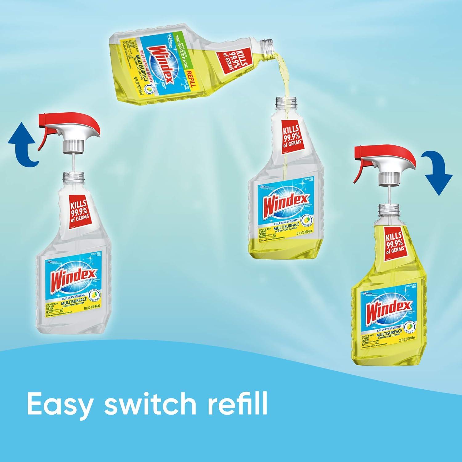image:imageWindex Refill Multipurpose Disinfectant Cleaner Spray with Reusable Trigger Bottle Made from 100 Recovered Coastal Plastic Surface Cleaning Spray Citrus Fresh Scent 32 Fl Oz Pack of 3Refill