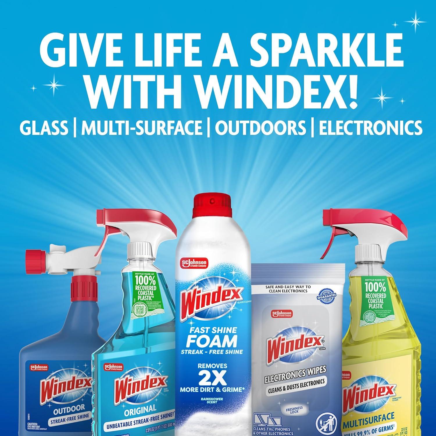 image:imageWindex Refill Original Blue Glass and Window Cleaner Bottles 1 Reusable Spray Trigger Surface Cleaning Spray Original Blue Scent 32 Fl Oz Pack of 323 Fl Oz Pack of 2