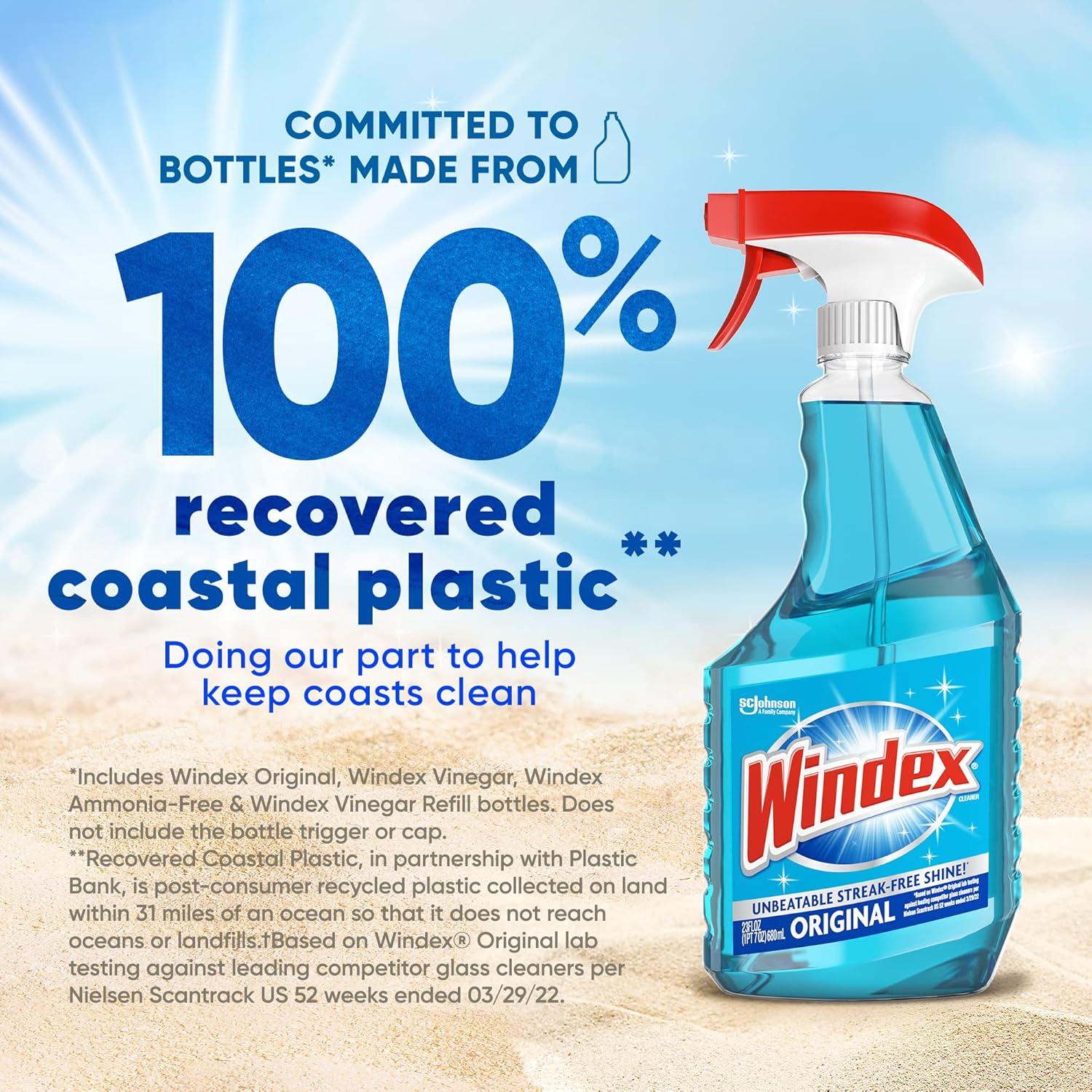 image:imageWindex Refill Original Blue Glass and Window Cleaner Bottles 1 Reusable Spray Trigger Surface Cleaning Spray Original Blue Scent 32 Fl Oz Pack of 332 Fl Oz Pack of 3