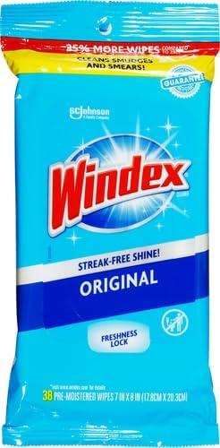 image:imageWindex Wipes Glass Cleaning PreMoistened Glass and Surface Wipes to Clean Home Surfaces Household Essentials Original Scent 38 Count Pack of 638 Count Pack of 2