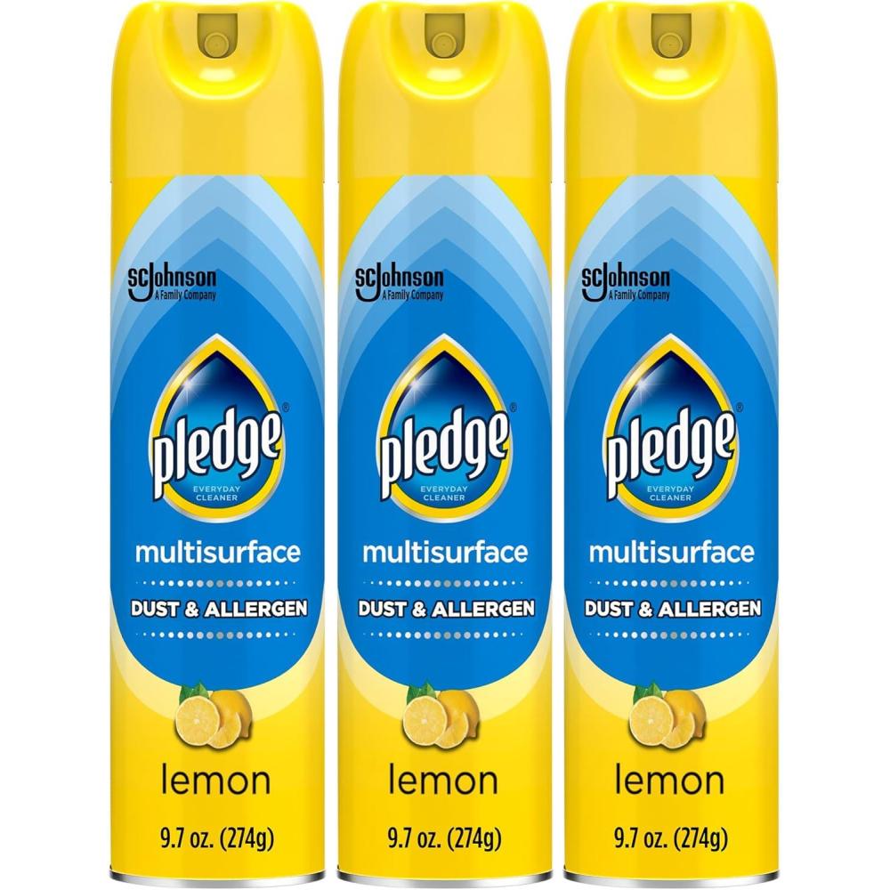 image:imagePledge Dust amp Allergen Multisurface Cleaner Aerosol Spray Lemon Scent 97oz Pack of 397 Ounce Pack of 3