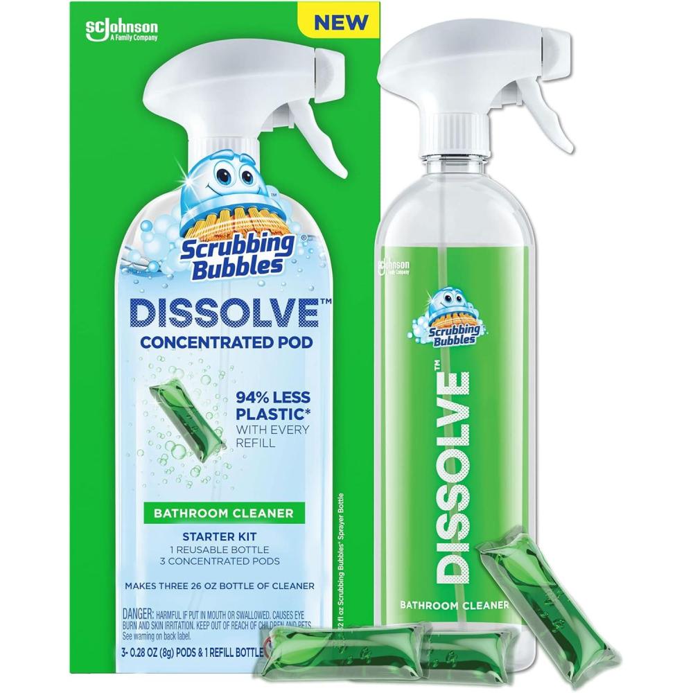 image:imageScrubbing Bubbles Dissolve Concentrated Pod Bathroom Cleaner Starter Kit 1 Reusable Bottle 3 Concentrated Dissolvable Pods