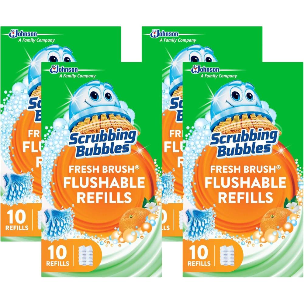 image:imageScrubbing Bubbles Flushable Toilet Bowl Wand Cleaner Refills Fresh Brush Cleaner Toilet Refill Pads Removes Limescale amp Odors Citrus Scent 20 Count Pack of 110 Count Pack of 4