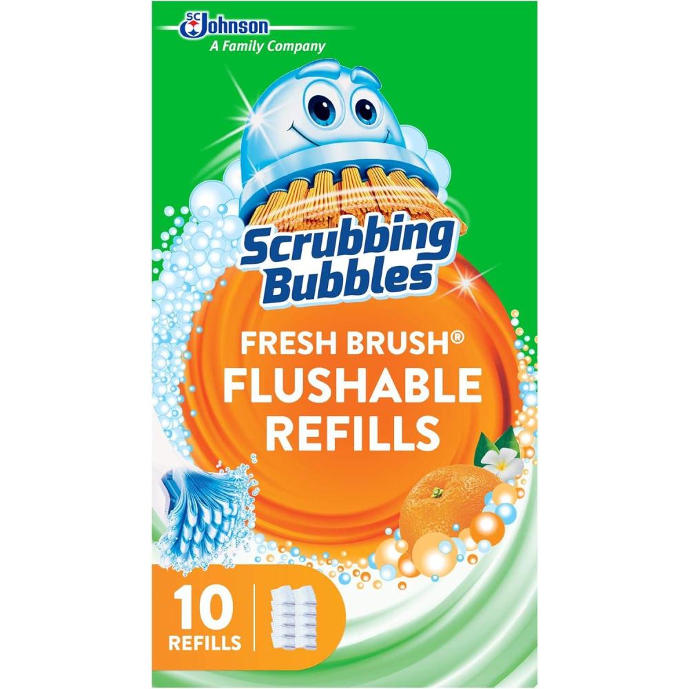 image:imageScrubbing Bubbles Flushable Toilet Bowl Wand Cleaner Refills Fresh Brush Cleaner Toilet Refill Pads Removes Limescale amp Odors Citrus Scent 20 Count Pack of 110 Count Pack of 1