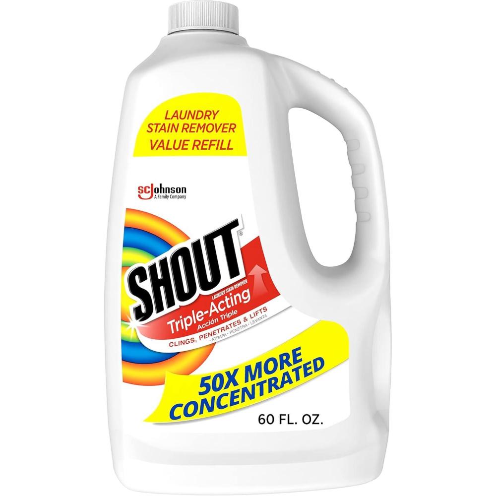 image:imageShout Active Enzyme Laundry Stain Remover Spray for Clothes TripleActing Formula Clings Penetrates and Lifts Tough amp Everyday Stains Prewash Refill 60oz 17L60 Fl Oz Pack of 1