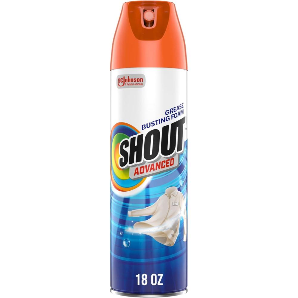 image:imageShout Advanced Grease Busting Foam Laundry Stain Remover Oil and Grease Stain Remover for Clothes Laundry Works on motor oil bike grease cooking oil and more 18oz CanUnscented