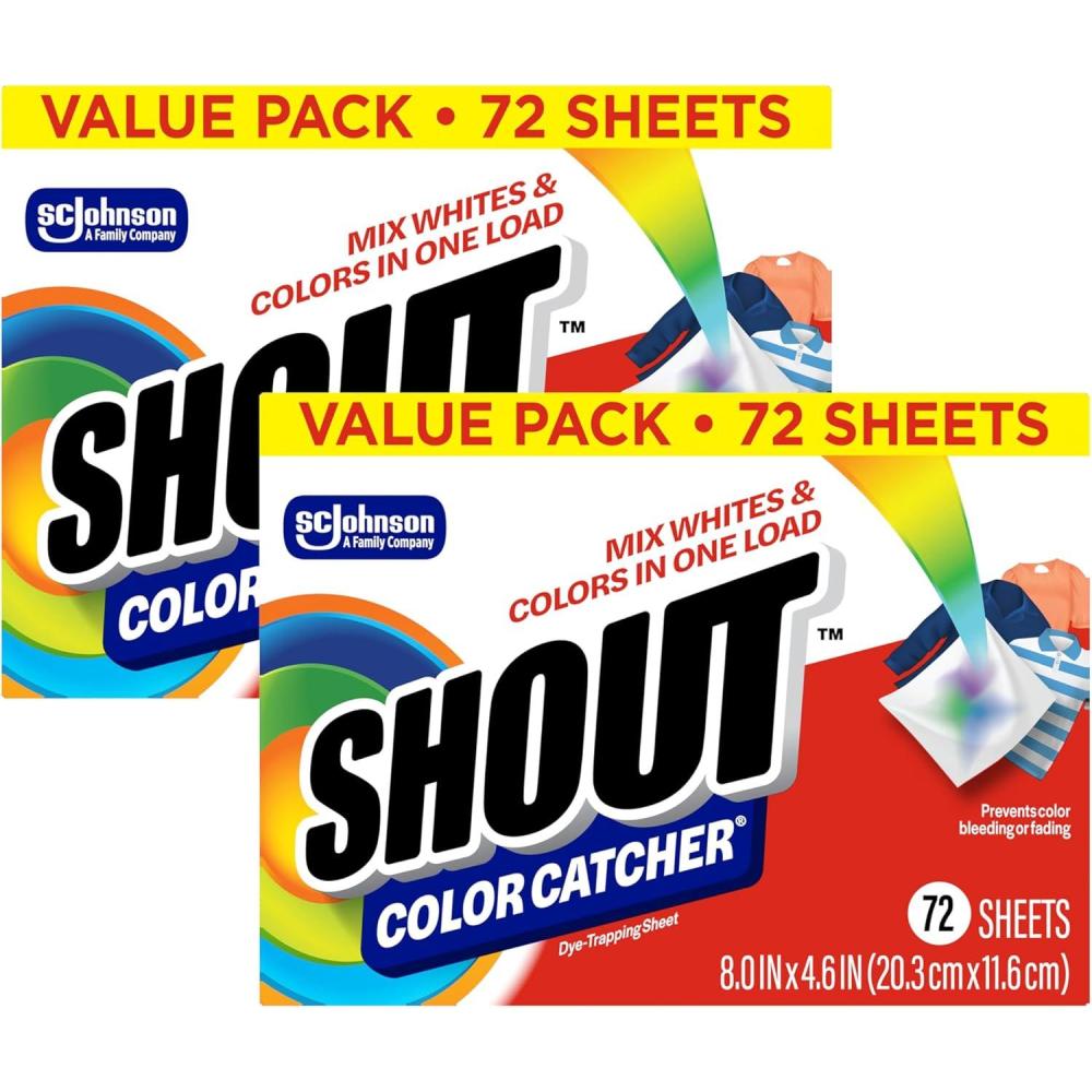 image:imageShout Color Catcher Sheets for Laundry Allow Mixed Washes Prevents Color Runs and Maintains Original Clothing 72 Count Pack of 4 288 Total Sheets72 Count Pack of 2