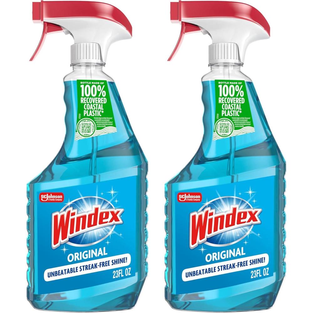 image:imageWindex Refill Original Blue Glass and Window Cleaner Bottles 1 Reusable Spray Trigger Surface Cleaning Spray Original Blue Scent 32 Fl Oz Pack of 323 Fl Oz Pack of 2