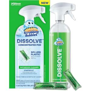 image:imageScrubbing Bubbles Dissolve Concentrated Pod Bathroom Cleaner  Starter Kit 1 Reusable Bottle 3 Concentrated Dissolvable Pods