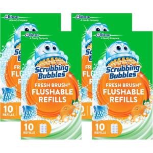 image:imageScrubbing Bubbles Flushable Toilet Bowl Wand Cleaner Refills Fresh Brush Cleaner Toilet Refill Pads Removes Limescale amp Odors Citrus Scent 20 Count Pack of 110 Count Pack of 4