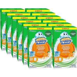 image:imageScrubbing Bubbles Flushable Toilet Bowl Wand Cleaner Refills Fresh Brush Cleaner Toilet Refill Pads Removes Limescale amp Odors Citrus Scent 20 Count Pack of 110 Count Pack of 12