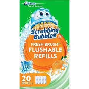 image:imageScrubbing Bubbles Flushable Toilet Bowl Wand Cleaner Refills Fresh Brush Cleaner Toilet Refill Pads Removes Limescale amp Odors Citrus Scent 20 Count Pack of 120 Count Pack of 1