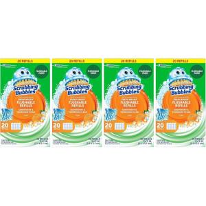 image:imageScrubbing Bubbles Flushable Toilet Bowl Wand Cleaner Refills Fresh Brush Cleaner Toilet Refill Pads Removes Limescale amp Odors Citrus Scent 20 Count Pack of 120 Count Pack of 4