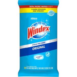 image:imageWindex Wipes Glass Cleaning PreMoistened Glass and Surface Wipes to Clean Home Surfaces Household Essentials Original Scent 38 Count Pack of 638 Count Pack of 1