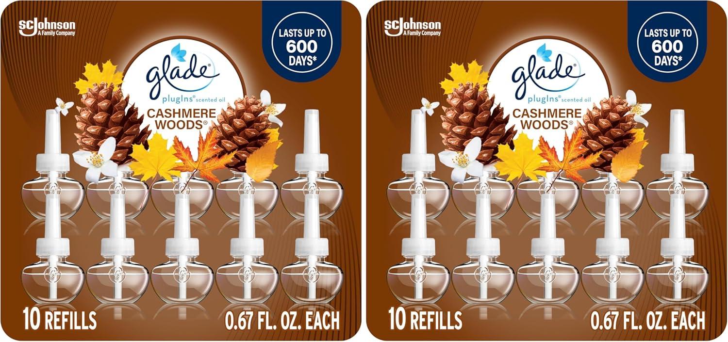 image:imageGlade PlugIns Refills Air Freshener Scented and Essential Oils for Home and Bathroom Cashmere Woods 67 Fl Oz 10 CountCashmere Woods