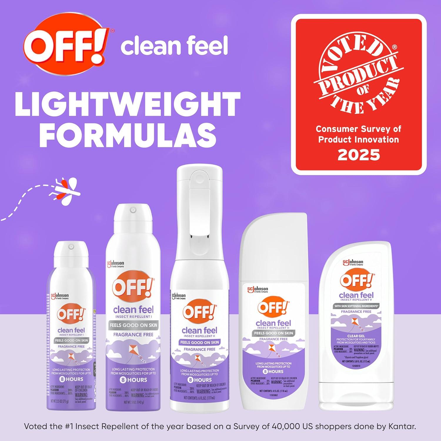 image:imageOFF Clean Feel Insect Repellent Aerosol with 20 Picaridin Bug Spray with Long Lasting Protection from Mosquitoes Feels Good on Skin 5 oz5 Ounce Pack of 1