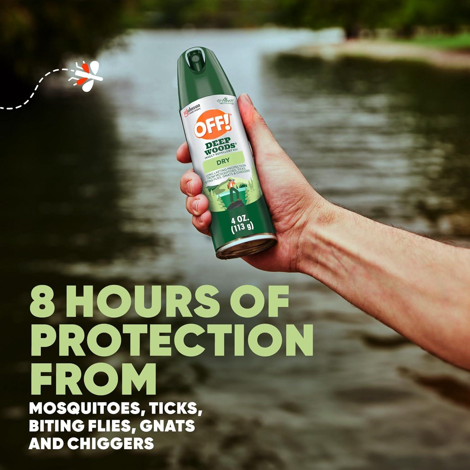 image:imageOFF Deep Woods Insect Repellent Aerosol Dry NonGreasy Formula Bug Spray with Long Lasting Protection from Mosquitoes 4 Oz 2 Count4 Ounce Pack of 4