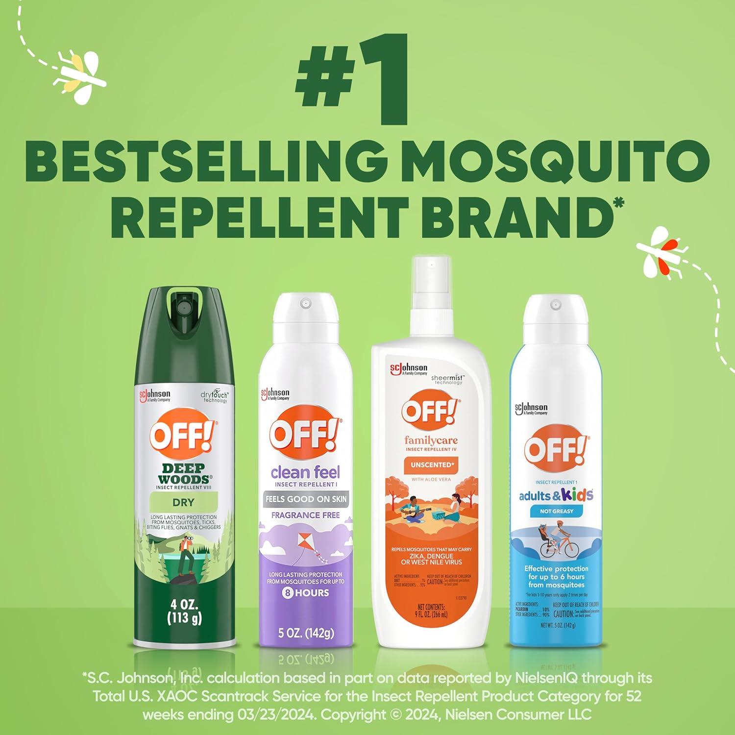 image:imageOFF Deep Woods Insect Repellent Aerosol Dry NonGreasy Formula Bug Spray with Long Lasting Protection from Mosquitoes 4 Oz 2 Count4 Ounce Pack of 4