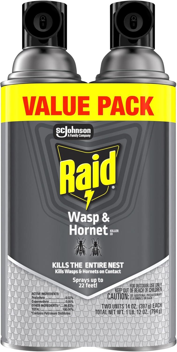image:imageRaid Wasp amp Hornet Killer Spray Bug Killer Kills the Entire Nest 14 Oz 2 Count14 Fl Oz Pack of 2