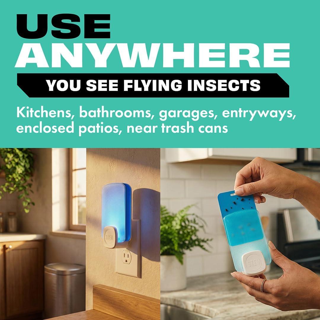 image:imageSTEM Flying Insect Trap Indoor Fruit Fly amp Gnat Catcher for Home Kitchen amp Any Room Attracts amp Traps Bugs Soft Blue UV Light Includes 2 PlugIn Devices amp 2 Cartridges
