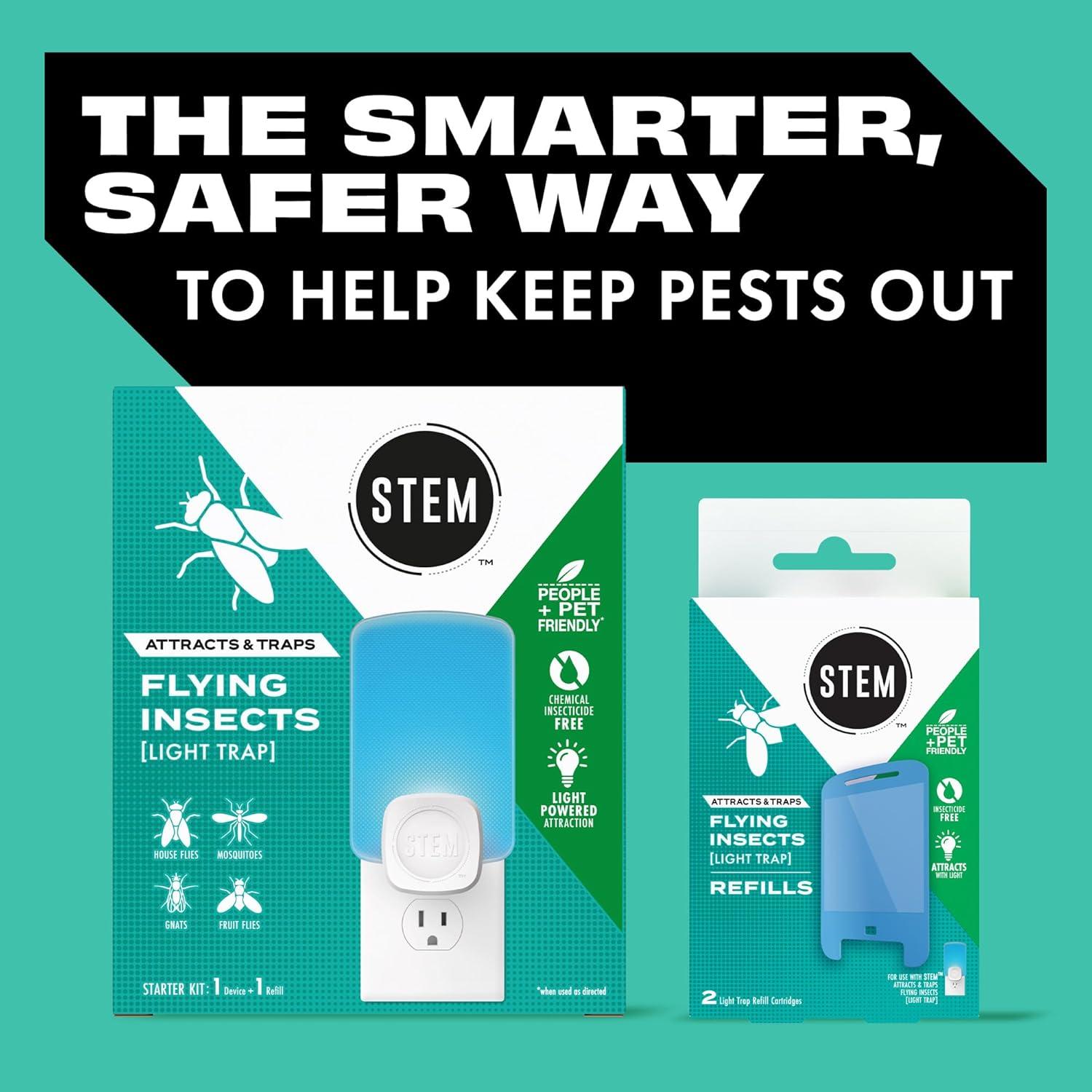 image:imageSTEM Flying Insect Trap Indoor Fruit Fly amp Gnat Catcher for Home Kitchen amp Any Room Attracts amp Traps Bugs Soft Blue UV Light Includes 2 PlugIn Devices amp 2 Cartridges