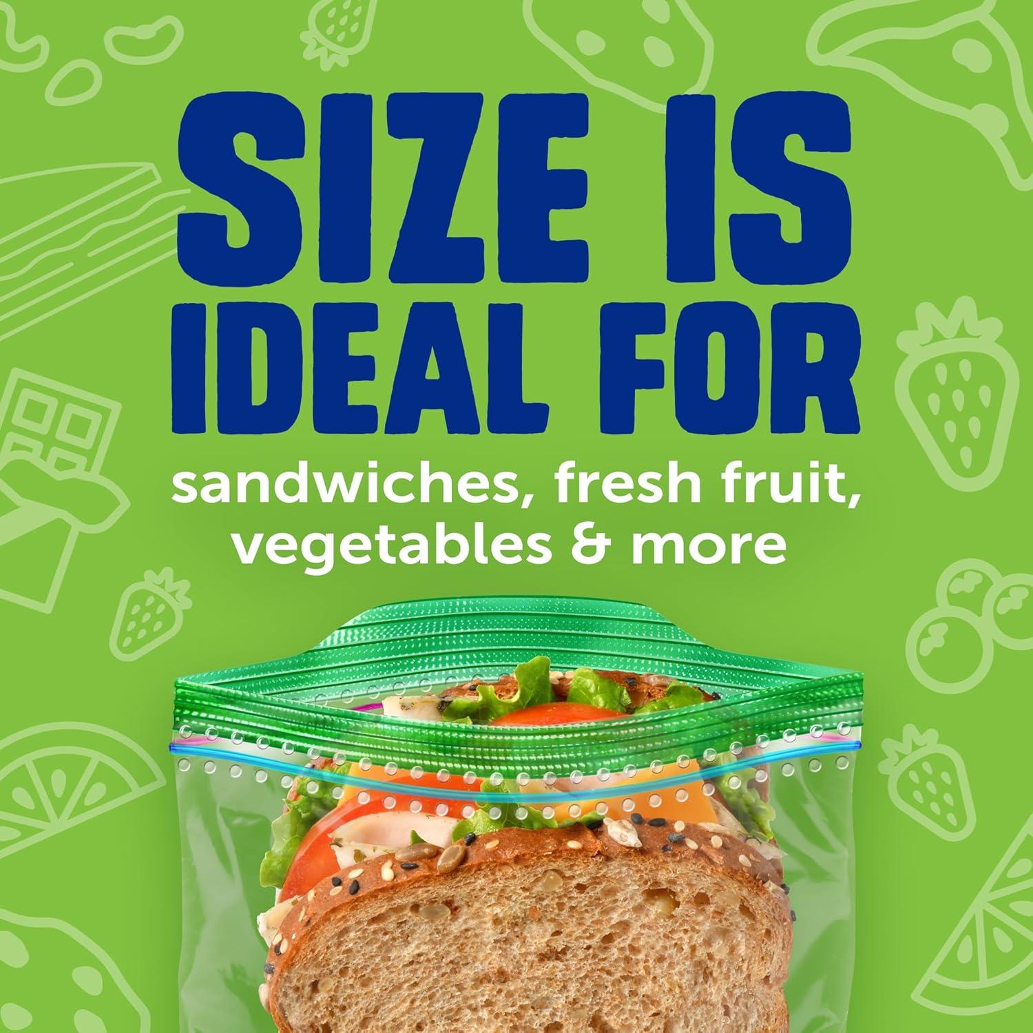 image:imageZiploc Sandwich and Snack Bags with EasyGuide Texture Plastic Storage Bags with Grip n Seal Technology 105 Bags Total105 Count