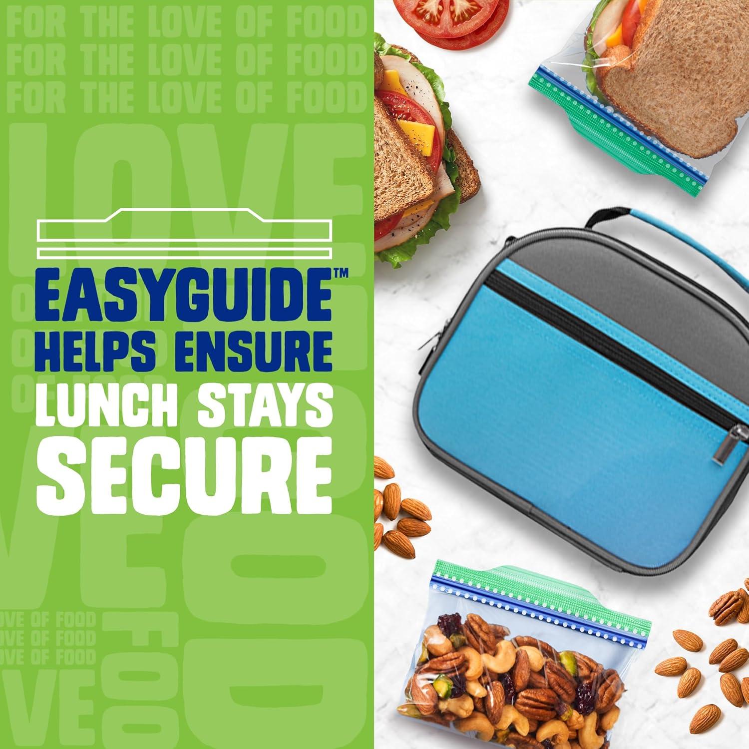 image:imageZiploc Sandwich and Snack Bags with EasyGuide Texture Plastic Storage Bags with Grip n Seal Technology 105 Bags Total105 Count