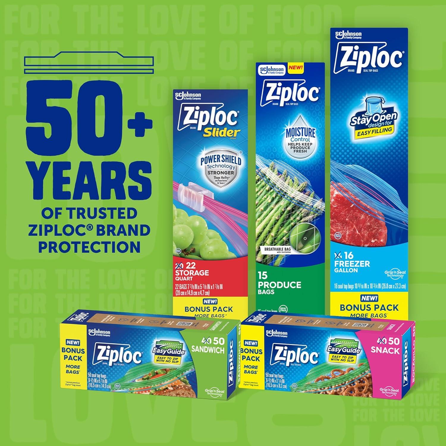 image:imageZiploc Sandwich and Snack Bags with EasyGuide Texture Plastic Storage Bags with Grip n Seal Technology 105 Bags Total270 Count