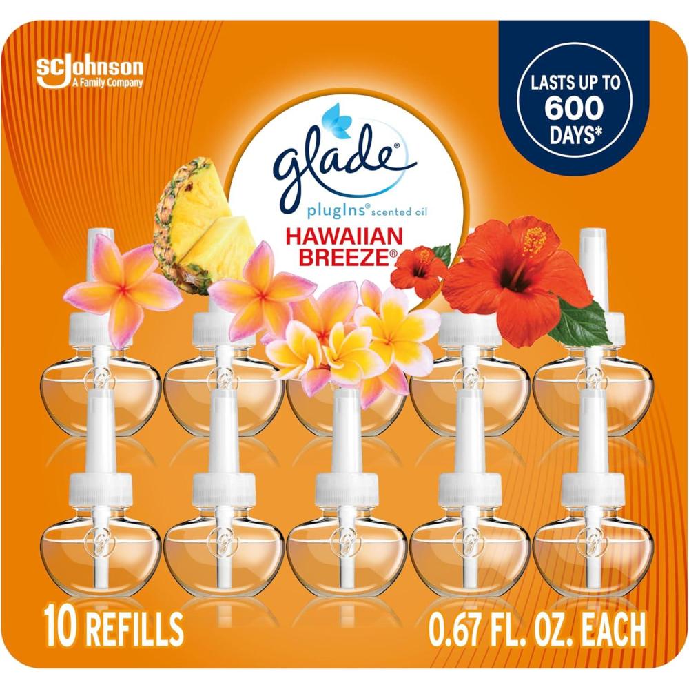 image:imageGlade PlugIns Refills Air Freshener Scented and Essential Oils for Home and Bathroom Cashmere Woods 67 Fl Oz 10 CountHawaiian Breeze