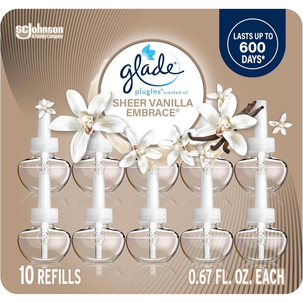 image:imageGlade PlugIns Refills Air Freshener Scented and Essential Oils for Home and Bathroom Cashmere Woods 67 Fl Oz 10 CountSheer Vanilla Embrace